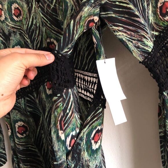 Design Lab Green Peacock mini Tunic dress NWT - Picture 5 of 7